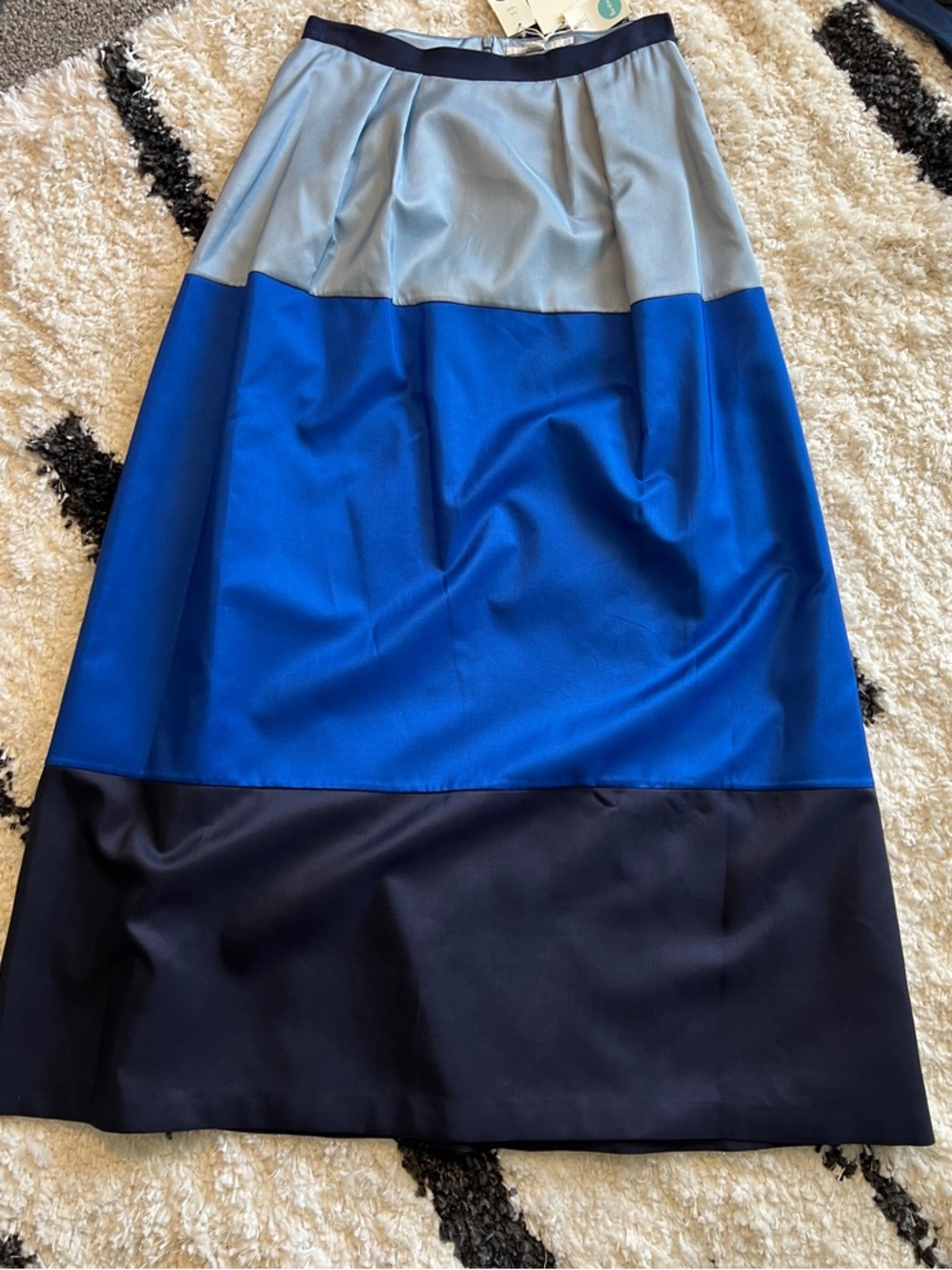 Boden Three-Tone Blue Colorblock Maxi Skirt